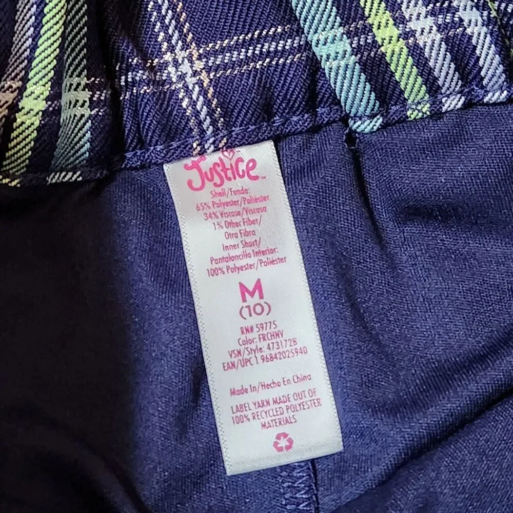 Justice Girls Plaid Skort Size Medium 10
